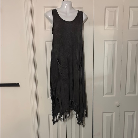Beach By Exist Dresses & Skirts - Beach By Exist Gray Fringe Sleeveless Midi Dress